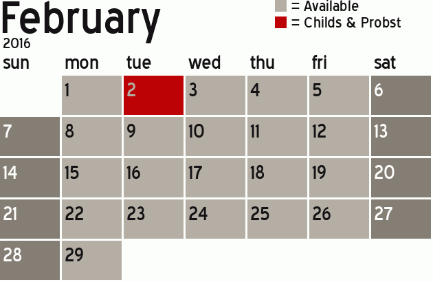 Missionary Dinner Calendar