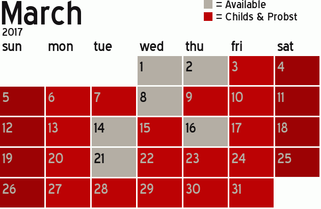 Missionary Dinner Calendar