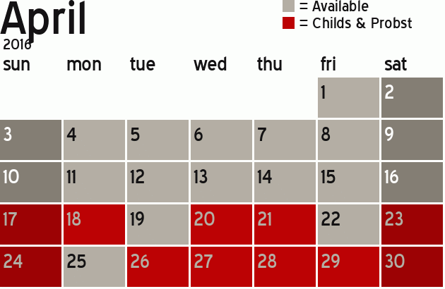 Missionary Dinner Calendar