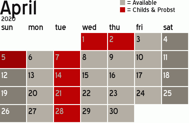 Missionary Dinner Calendar