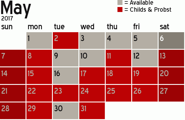 Missionary Dinner Calendar