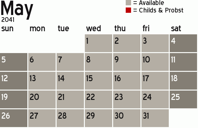 Missionary Dinner Calendar